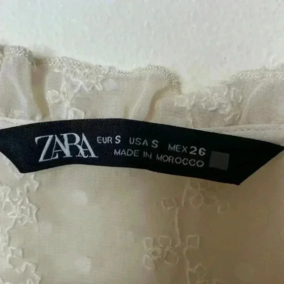 Zara‎ White Embroidered Dotted Mesh Midi Dress - Picture 5 of 6